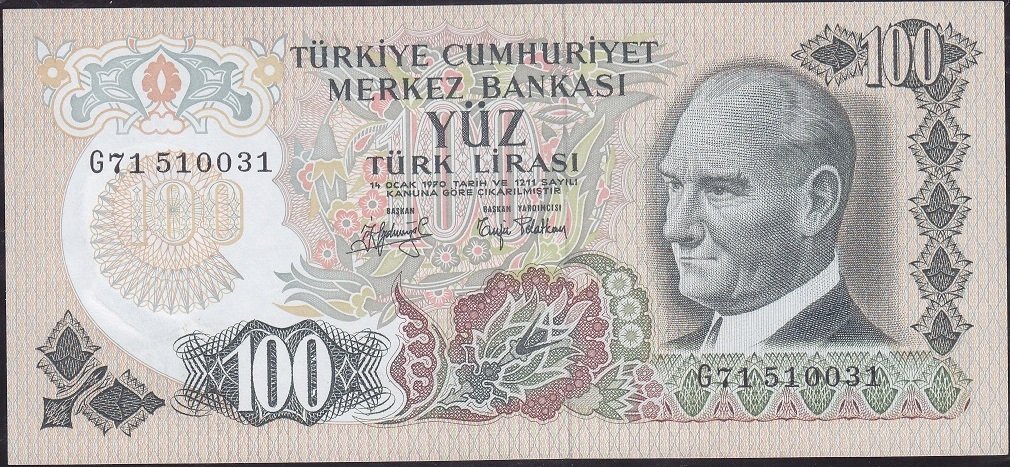 6.Emisyon 2.Tertip 100 Lira G71 510031 Çilaltı