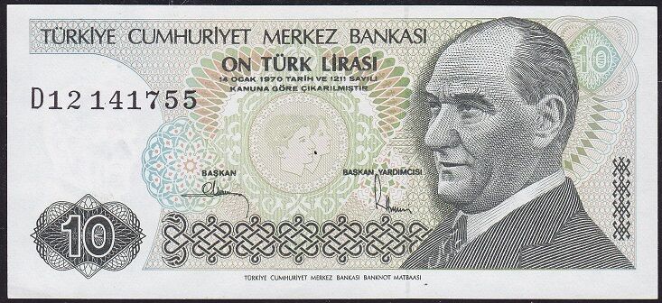 7.Emisyon 2.Tertip 10 Lira D12 141755 Çilaltı Çil