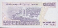 7.Emisyon 4.Tertip 500000 Lira J68 611061 Çilaltı Çil ( Bandrol baskı izi var )
