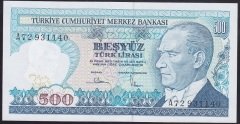 7.EMİSYON 1.TERTİP 500 LİRA A72 931140 ÇİL