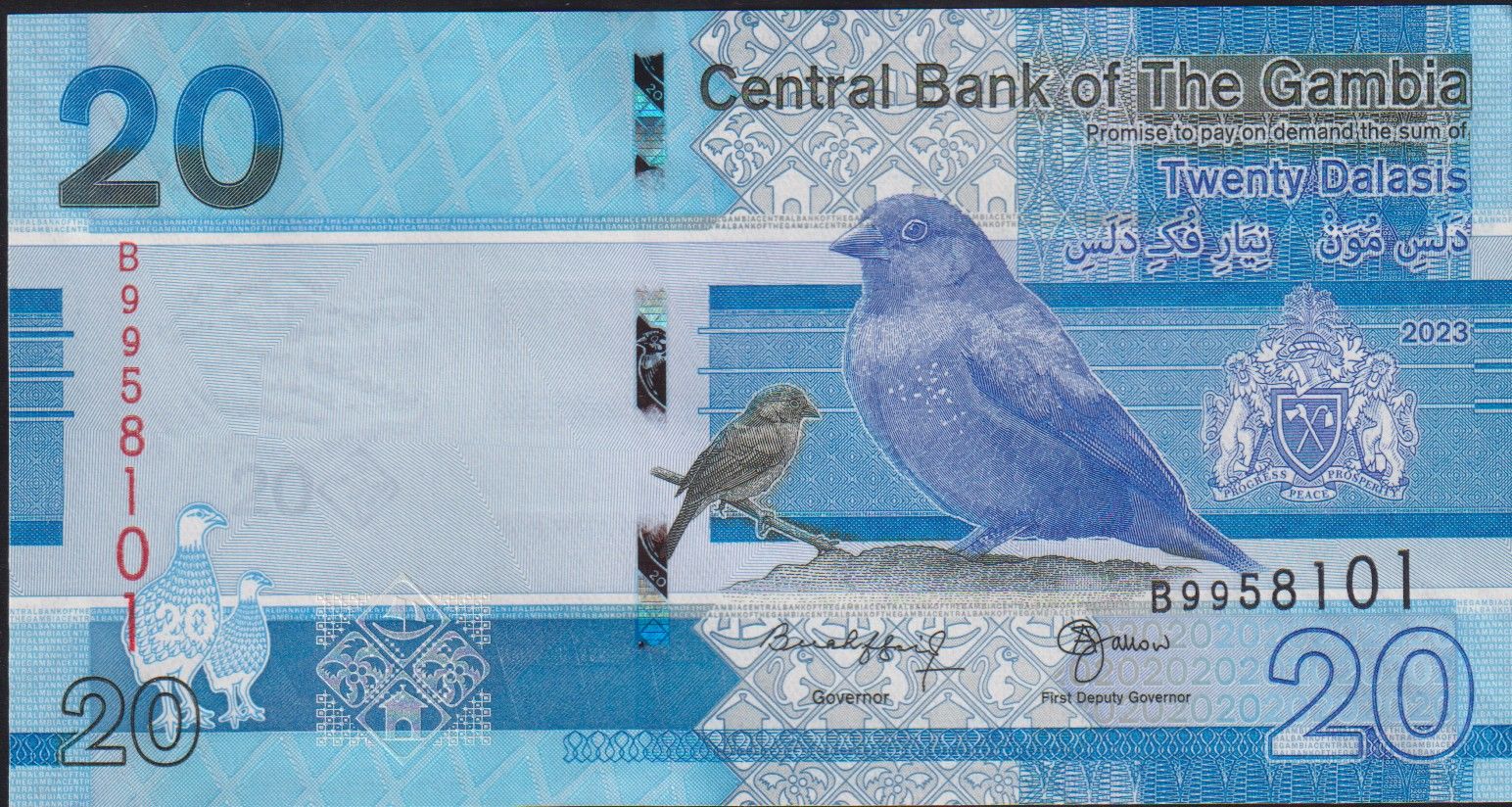 Gambia 20 Dalasis 2023 Çil Pick 39c