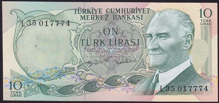 6.Emisyon 2.Tertip 10 Lira L35 017774 Çil
