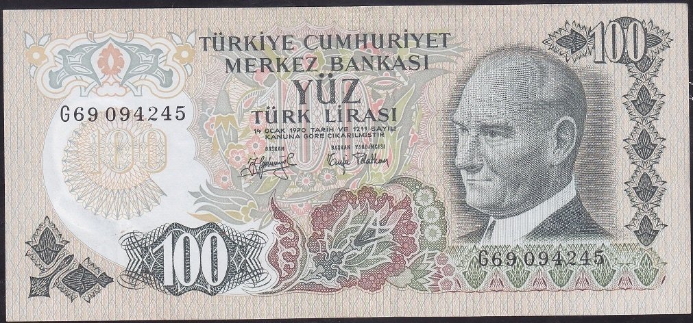 6.Emisyon 2.Tertip 100 Lira G69 094245 Çok Çok Temiz +