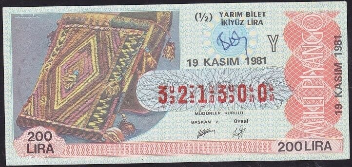 1981 19 Kasım Yarım Bilet - Y Serisi