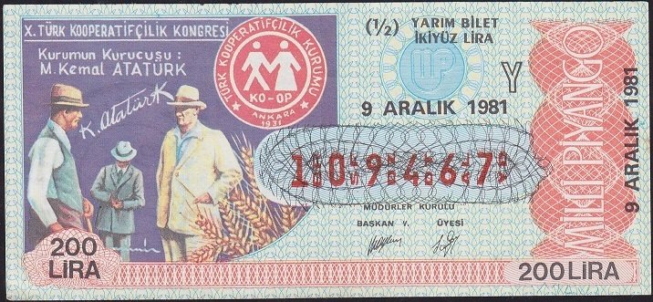 1981 9 Aralık Yarım Bilet - Y Serisi