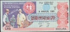 1981 9 Aralık Yarım Bilet - Y Serisi