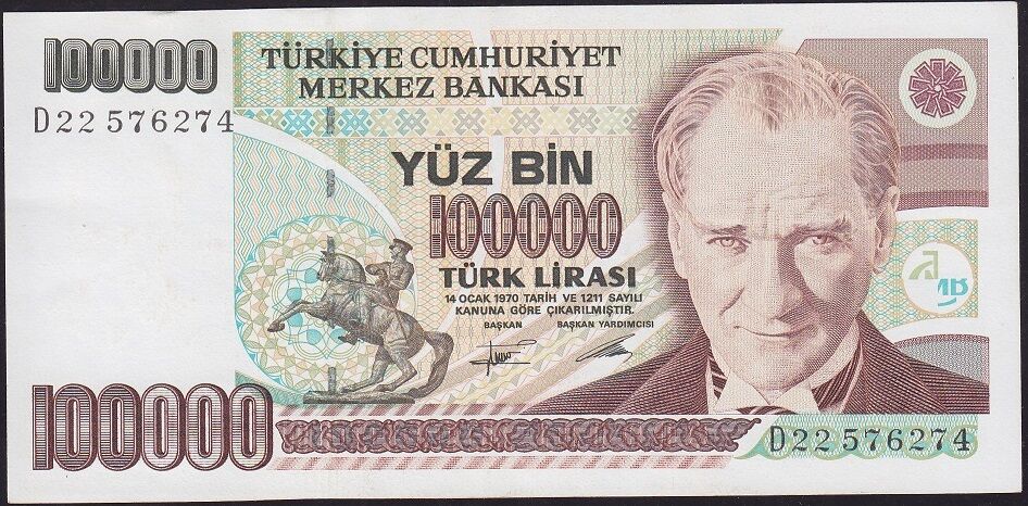 7.Emisyon 2.Tertip 100000 Lira D22 576274 Ççt Çilaltı