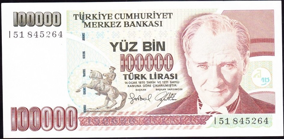7.Emisyon 3.Tertip 100000 Lira I51 845264 Çilaltı