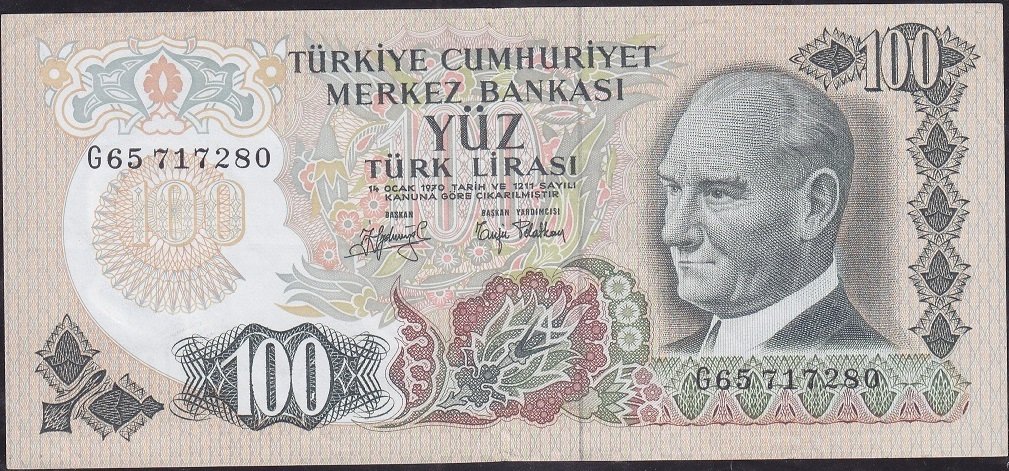 6.Emisyon 2.Tertip 100 Lira G65 717280 Çok Çok Temiz