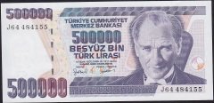 7.Emisyon 4.Tertip 500000 Lira J64 484155 Çilaltı Çil ( Bandrol baskı izi var )