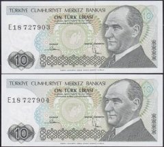 7.Emisyon 2.Tertip 10 Lira E18 727903- 04 Çil Seri Takipli