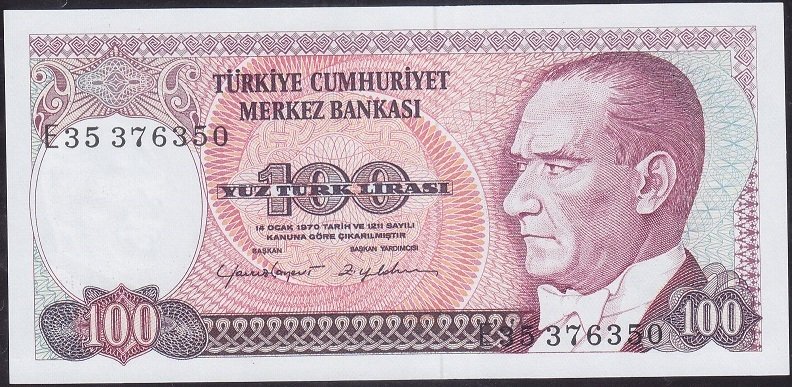 7.Emisyon 2.Tertip 100 Lira E35 376350 Çilaltı