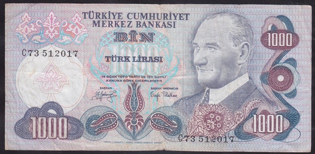 6.EMİSYON 2.TERTİP 1000 LİRA C73 512017 ÇOK TEMİZ