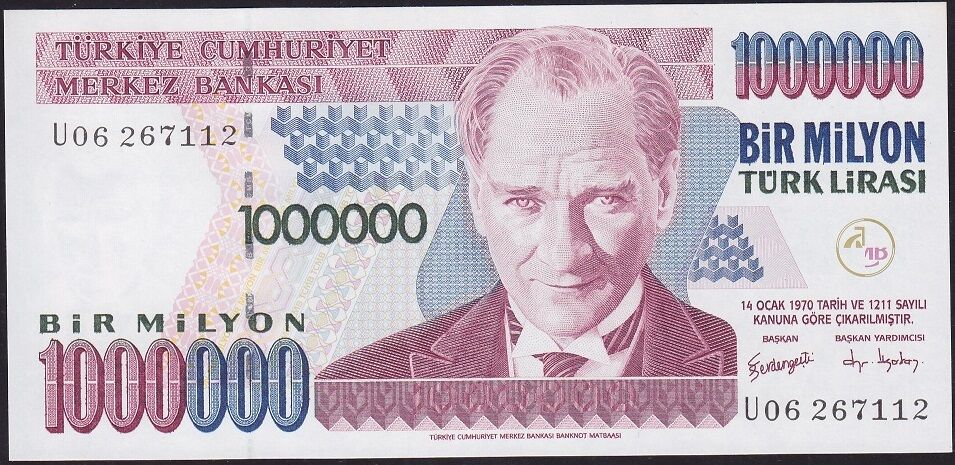7.Emisyon 3.Tertip 1 000 000 Lira U06 267112 Çilaltı Çil