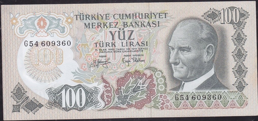 6.Emisyon 2.Tertip 100 Lira G54 609360 Çok Çok Temiz