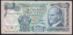 6.EMİSYON 1.TERTİP 500 LİRA C02 056437 TEMİZ