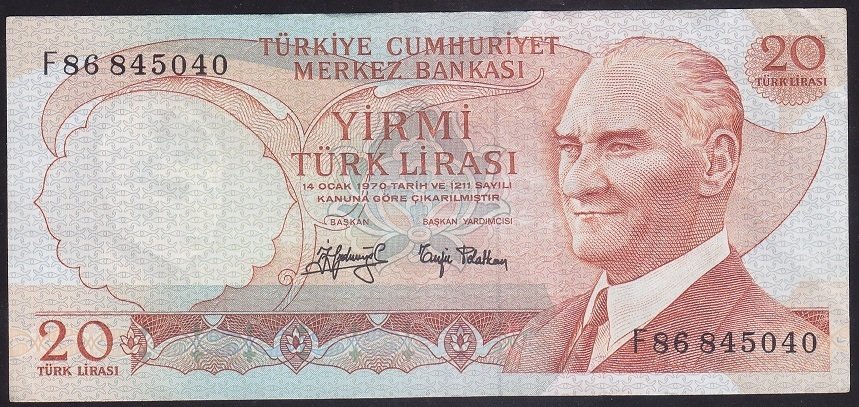 6.EMİSYON 3.TERTİP 20 LİRA F86 845040 ÇÇT +