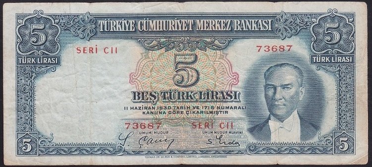 2.EMİSYON 5 LİRA C11 73687 ÇOK TEMİZ eski para
