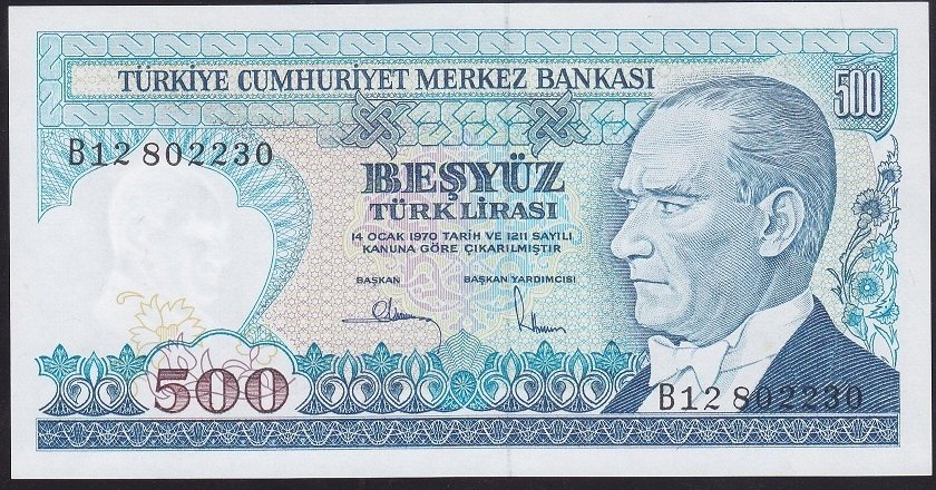 7.EMİSYON 1.TERTİP 500 LİRA B12 802230 ÇİL