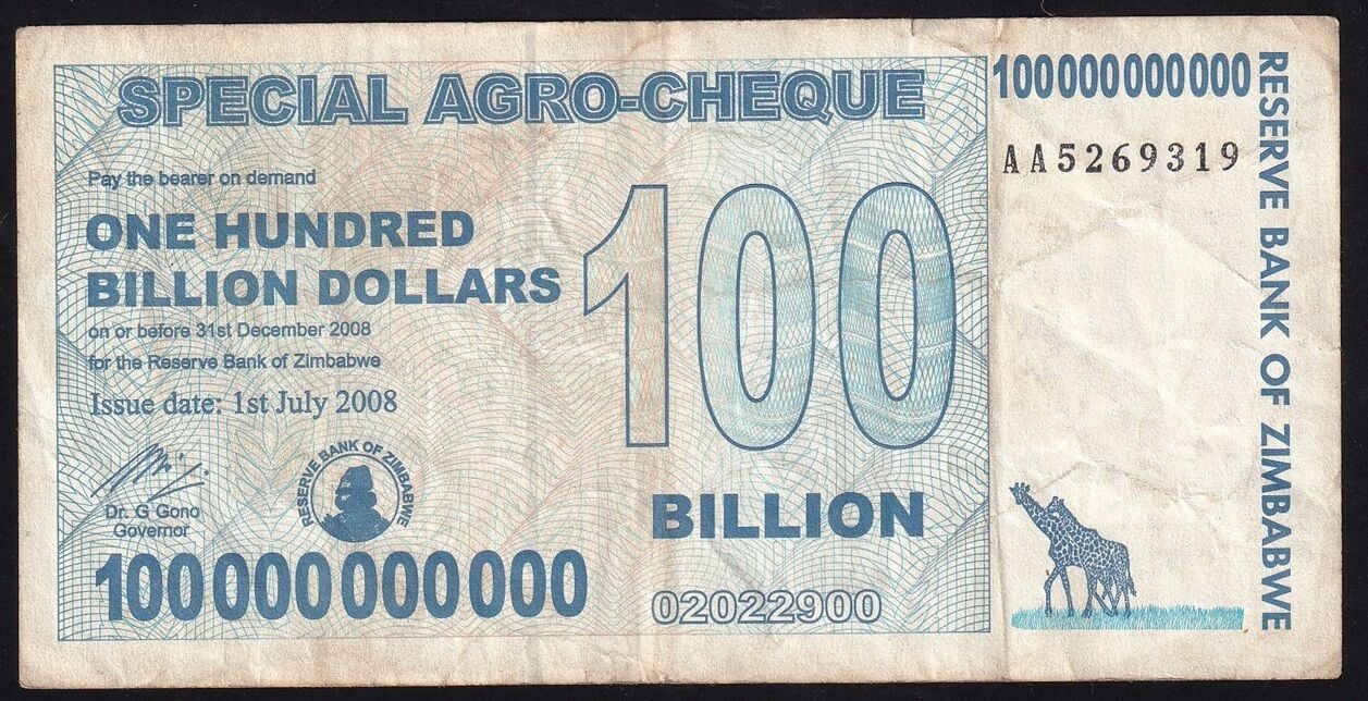 Zimbabwe 100000000000 Dolar 2008 Çok Temiz Pick 64