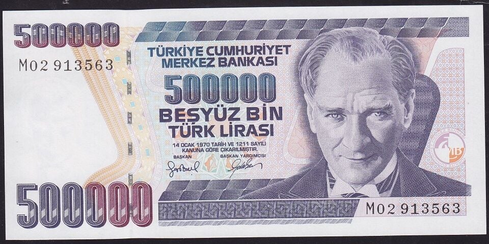 7.Emisyon 4.Tertip 500000 Lira M02 913563 Çilaltı Çil