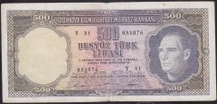 5.EMİSYON 4.TERTİP 500 LİRA Y31 031876 ÇOK TEMİZ