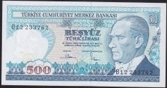 7.EMİSYON 1.TERTİP 500 LİRA B12 233762 ÇİL