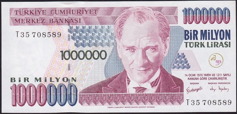 7.Emisyon 3.Tertip 1 000 000 Lira T35 708589 Çilaltı Çil