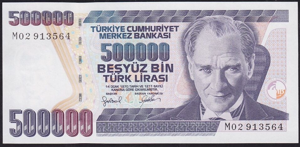 7.Emisyon 4.Tertip 500000 Lira M02 913564 Çilaltı Çil
