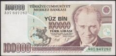 7.Emisyon 1.Tertip 100000 Lira A07 847282 Çok Çok Temiz