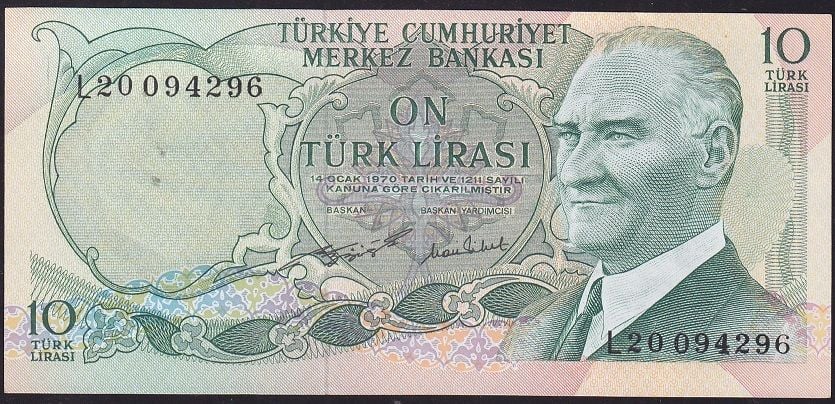 6.Emisyon 2.Tertip 10 Lira L20 094296 Çilaltı Çil