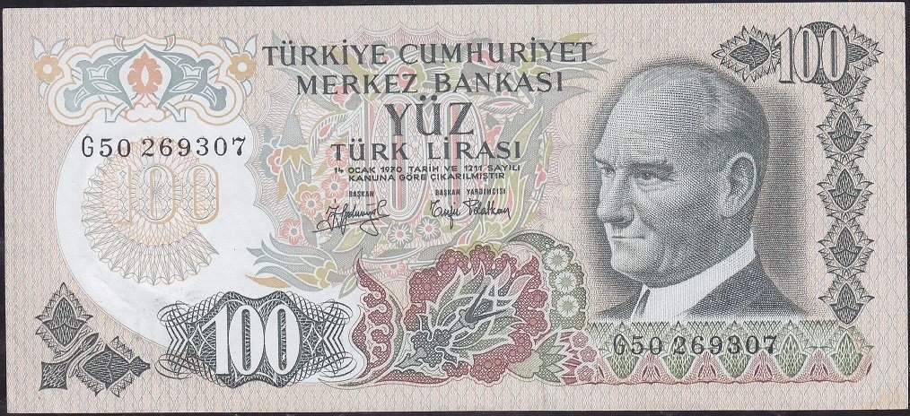 6.Emisyon 2.Tertip 100 Lira G50 269307 Ççt Çilaltı