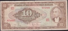 4.Emisyon 2.Tertip 10 Lira B25 074805 Tamirli Haliyle