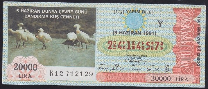 1991 9 HAZİRAN YARIM BİLET Y SERİSİ