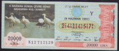 1991 9 HAZİRAN YARIM BİLET Y SERİSİ