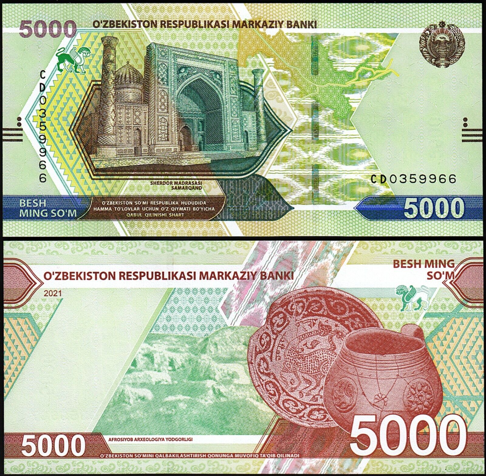 Özbekistan 5000 Sum 2021 Çil Pick 88