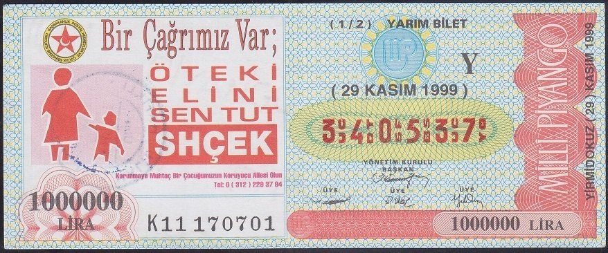 1999 29 KASIM YARIM BİLET - Y SERİSİ