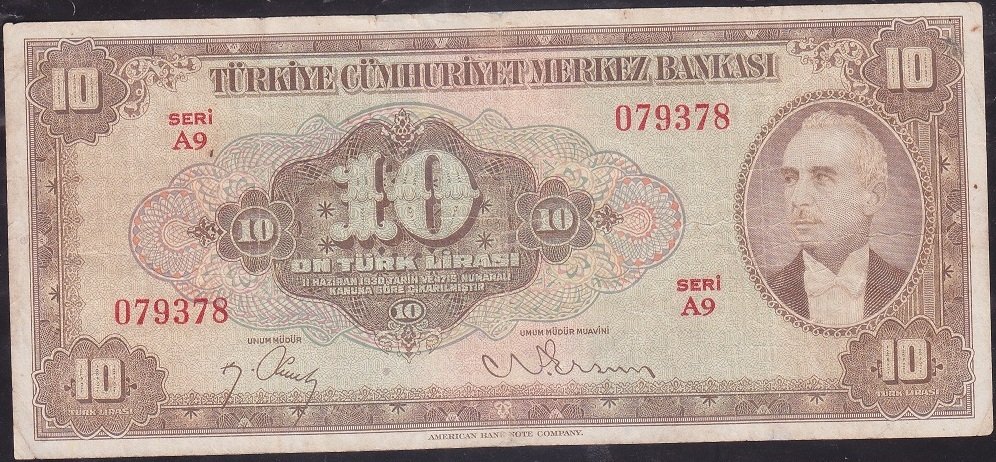 4.Emisyon 2.Tertip 10 Lira A9 079378 Çok Temiz +