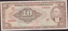 4.Emisyon 2.Tertip 10 Lira A9 079378 Çok Temiz +