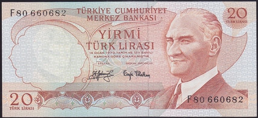 6.EMİSYON 3.TERTİP 20 LİRA F80 660682 ÇİLALTI