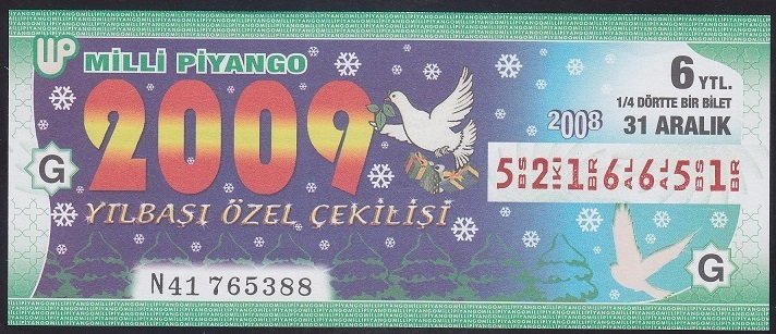 2008 31 ARALIK ÇEYREK BİLET G SERİSİ