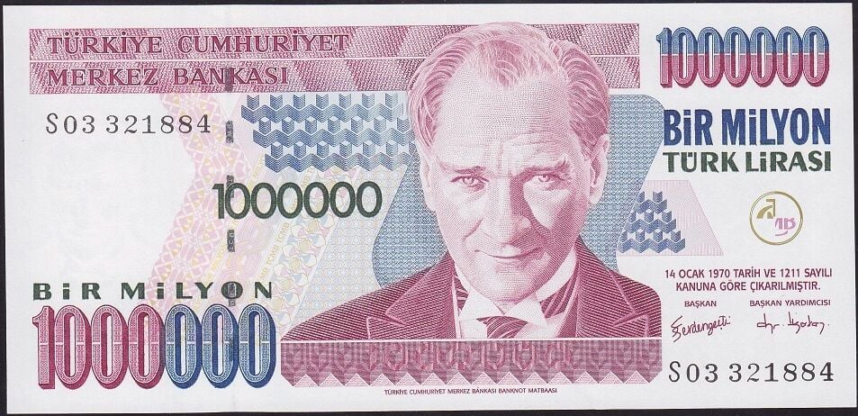 7.Emisyon 3.Tertip 1 000 000 Lira S03 321884 Çil