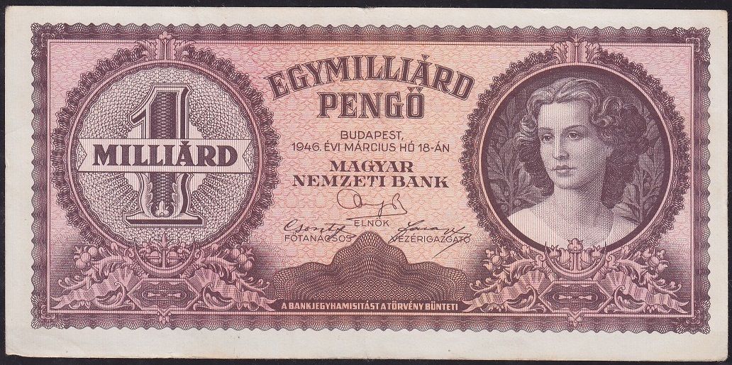 Macaristan 1 Milyar Pengo 1946 Çok Temiz+  Pick 125