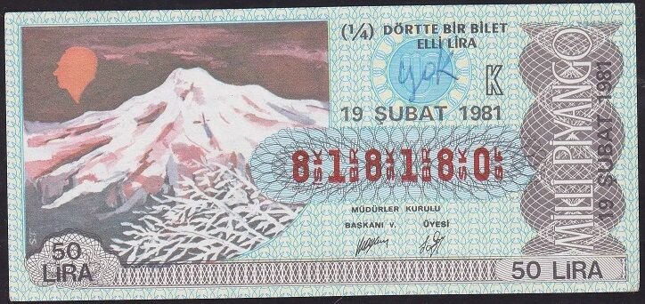 1981 19 Şubat Çeyrek Bilet - K Serisi
