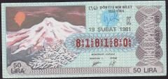 1981 19 Şubat Çeyrek Bilet - K Serisi