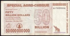 Zimbabwe 50000000000 Dolar 2008 Çok Temiz+ Pick 63