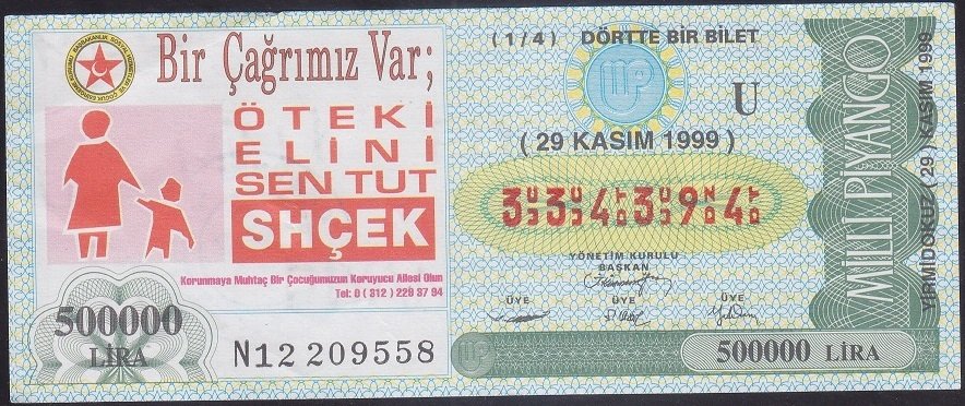 1999 29 KASIM ÇEYREK BİLET - U SERİSİ