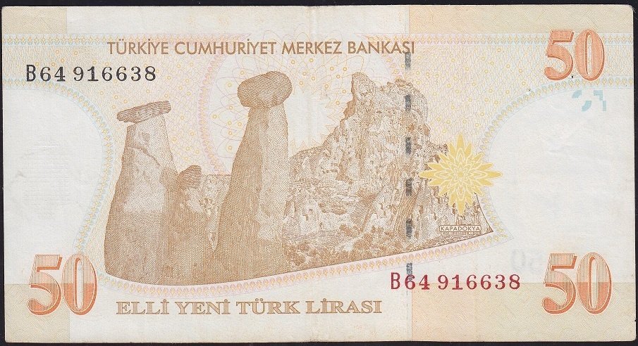 8.Emisyon 50 YTL B64 916638 Çok Temiz +