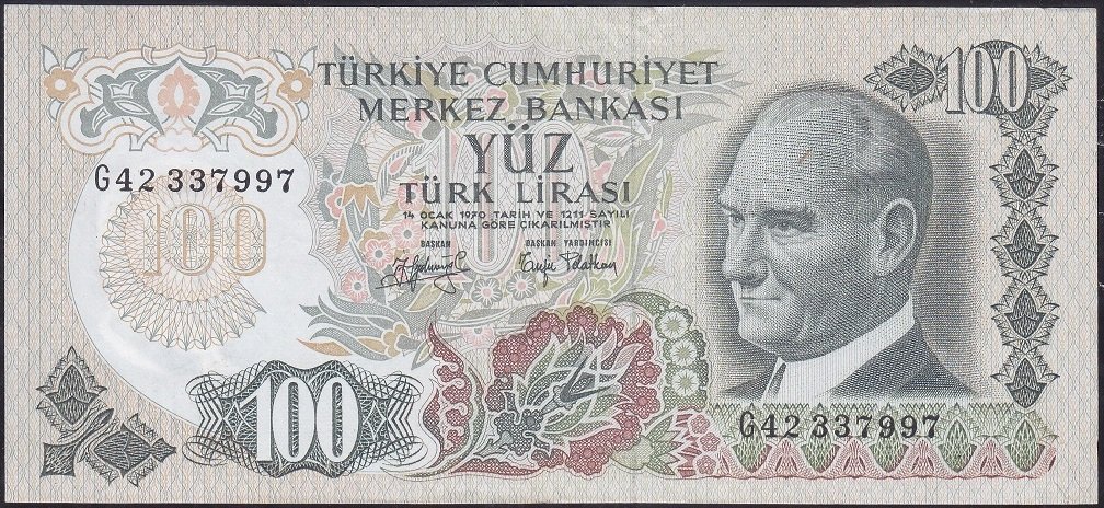 6.Emisyon 2.Tertip 100 Lira G42 337997 Çok Temiz +
