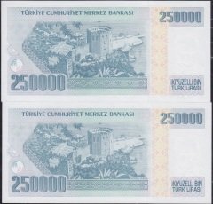 7.Emisyon 3.Tertip 250000 Lira I78 541255-56 Çilaltı Çil Seri Takipli